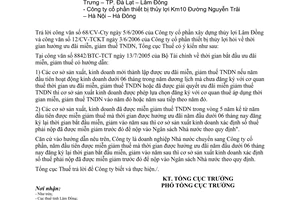 Công văn 2570/TCT-PCCS thời gian hưởng ưu đãi miễn, giảm thuế TNDN