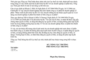 Công văn số 2580/TCT-TS chính sách thu lệ phí trước bạ doanh nghiệp cổ phần hóa