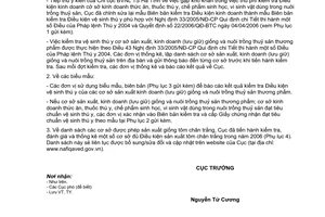 Công văn 1735/CLTY-TY kiểm tra điều kiện vệ sinh thú y