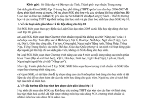 Công văn 6560/BGDĐT-GDTrH hướng dẫn lựa chọn sách giáo khoa lớp 10