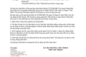 Công văn 3954/VPCP-CCHC thực hiện QĐ 22/2006/QĐ-TTg