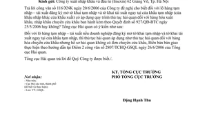 Công văn 3337/TCHQ-GSQL thủ tục hải quan hàng TN-TX