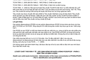 Tiêu chuẩn quốc gia TCVN 7556-3:2005 (BS EN 1948 - 3 : 1997) về Lò đốt chất thải rắn y tế - Xác định nồng độ khối lượng PCDD/PCDF - Phần 3: Định tính và định lượng