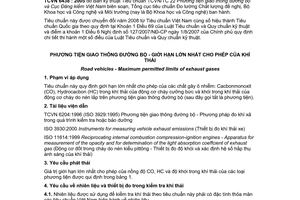 Tiêu chuẩn quốc gia TCVN 6438:2005 về Phương tiện giao thông đường bộ - Giới hạn lớn nhất cho phép của khí thải