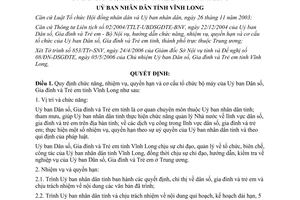 Quyết định 1383/2006/QĐ-UBND chức năng tổ chức ủy ban dân số gia đình Vĩnh Long