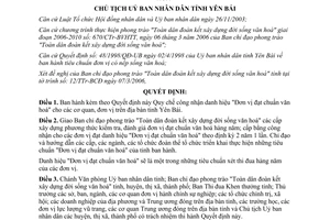 Quyết định 247/QĐ-UBND năm 2006 Công nhận danh hiệu Đơn vị đạt chuẩn văn hoá