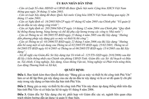 Quyết định 1011/2006/QĐ-UBND Bảng giá ca máy và thiết bị thi công