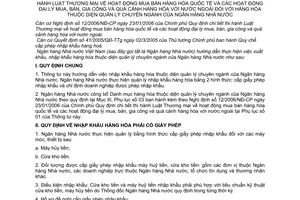 Thông tư 04/2006/TT-NHNN hoạt động mua bán hàng hóa quốc tế đại lý mua bán gia công quá cảnh hàng hóa nước ngoài hàng hóa diện quản lý chuyên ngành