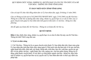 Quyết định 1388/2006/QĐ-UBND nhiệm vụ quyền hạn cơ cấu tổ chức Sở Văn hoá Thông tin Vĩnh Long