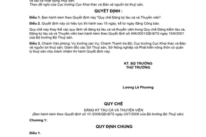 Quyết định 10/2006/QĐ-BTS  Quy chế Đăng ký tàu cá,Thuyền viên