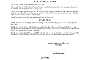 Quyết định 69/2006/QĐ-UBND Quy chế tổ chức hoạt động của Sở Văn hóa Thông tin Bình Phước