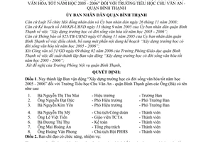 Quyết định 3178/2006/QĐ-UBND thành lập ban vận động xây dựng trường học đời sống văn hóa tốt 2005 2006 trường tiểu học Chu Văn An