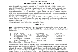 Quyết định 3175/2006/QĐ-UBND thành lập ban vận động xây dựng trường học đời sống văn hóa tốt 2005 2006 trường tiểu học Thạnh Mỹ Tây