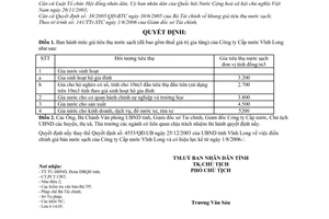 Quyết định 1420/2006/QĐ-UBND mức giá tiêu thụ nước sạch do