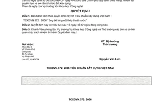 Quyết định 19/2006/QĐ-BXD TCXDVN 372 : 2006  ống bê tông cốt thép thoát nước