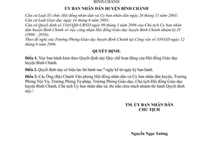 Quyết định 32/2006/QĐ-UBND Quy chế hoạt động Hội đồng Giáo dục huyện Bình Chánh