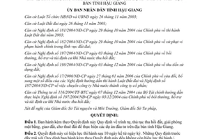 Quyết định 19/2006/QĐ-UBND thủ tục thu hồi đất giải phóng mặt bằng giao cho thuê Hậu Giang