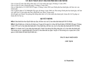 Quyết định  95/2006/QĐ-UBND Quy chế làm việc Ủy ban nhân dân thành phố Hồ Chí Minh