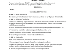 Decree of Government No. 66/2006/ND-CP of July 07, 2006 on development of rural trades