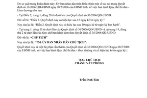 Quyết định 1723/QĐĐC-UBND đính chính Quyết định 36/2006/QĐ-UBND Bình Thuận