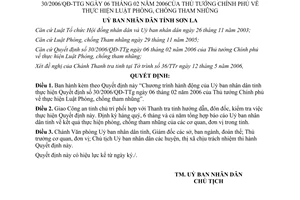 Quyết định 51/2006/QĐ-UBND thực hiện Luật Phòng chống tham nhũng Sơn La