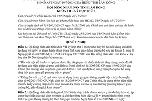 Nghị quyết 51/2006/NQ-HĐND hủy bỏ xử lý vi phạm hành chính giao thông đường bộ 40/2003/NQ-HĐND.KVI Lâm Đồng