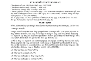 Quyết định 67/2006/QĐ-UBND đơn giá thuê đất, thuê mặt nước trên địa bàn tỉnh Nghệ An