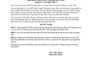 Nghị quyết 47/2006/NQ-HĐND thành lập ban thi đua Khen thưởng Quảng Ngãi