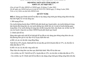 Nghị quyết 147/2006/NQ-HĐND thông qua chính sách hỗ trợ đầu tư xây dựng công trình giao thông nông thôn trên địa bàn tỉnh Nghệ An
