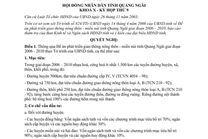 Nghị quyết 42/2006/NQ-HĐND Đề án phát triển giao thông nông thôn - miền núi