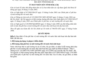 Quyết định 31/2006/QĐ-UBND phí bảo vệ môi trường nước thải sinh hoạt Đắk Lắk