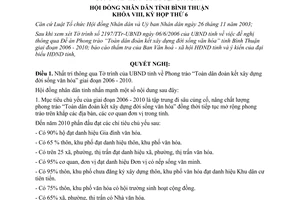 Nghị quyết 43/2006/NQ-HĐND Đẩy mạnh phong trào xây dựng đời sống văn hóa