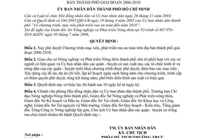 Quyết định 98/2006/QĐ-UBND Chương trình mục tiêu, phát triển rau an toàn  thành phố 2006-2010