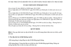 Quyết định 31/2006/QĐ-UBND trợ cấp xã hội đối tượng cứu trợ xã hội