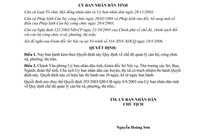 Quyết định 168/2006/QĐ-UBND Chế độ quản lý cán bộ công chức xã phường thị trấn