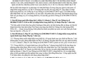 Thông tư 09/2006/TT-BYT nhập khẩu vắc xin sinh phẩm y tế hoá chất chế phẩm diệt côn trùng diệt khuẩn lĩnh vực gia dụng y tế trang thiết bị y tế