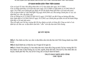 Quyết định 34/2006/QĐ-UBND xác định địa điểm,khu vực cấm tỉnh Tiền Giang