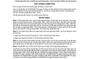 Quyết định 164/2006/QĐ-TTg danh sách xã đặc biệt khó khăn,biên giới,an toàn khu vào diện đầu tư Chương trình phát triển KTXH 2006-2010
