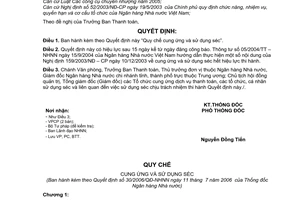 Quyết định 30/2006/QĐ-NHNN Quy chế cung ứng sử dụng séc