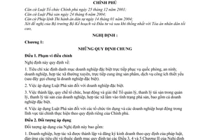 Nghị định 67/2006/NĐ-CP hướng dẫn Luật Phá sản đối với doanh nghiệp đặc biệt tổ chức, hoạt động Tổ quản lý, thanh lý tài sản