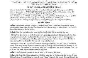 Quyết định 35/2006/QĐ-UBND giải thể trường trung học cơ sở Lê Minh Xuân 2