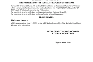 Order No. 06/2006/L-CTN of July 12, 2006 on the promulgation of law