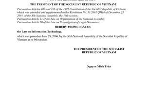 Order No. 09/2006/L-CTN of July 12, 2006 on the promulgation of law