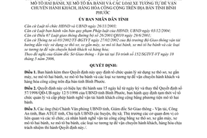 Quyết định 70/2006/QĐ-UBND tổ chức quản lý sử dụng xe thô sơ,  gắn máy, mô tô hai bánh, ba bánh các loại xe tương tự vận chuyển hành khách hàng hóa