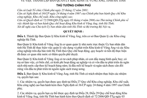 Quyết định 946/QĐ-TTg thành lập Ban Quản lý Khu kinh tế Vũng Áng, tỉnh Hà Tĩnh