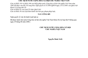 Lệnh công bố Nghị quyết thi hành Luật luật sư  07/2006/L-CTN