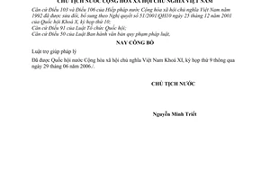 Lệnh công bố Luật trợ giúp pháp lý 11/2006/L-CTN