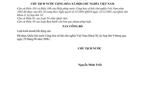 Lệnh công bố Luật kinh doanh bất động sản 04/2006/L-CTN