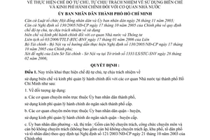 Quyết định 102/2006/QĐ-UBND chế độ tự chủ, tự chịu trách nhiệm sử dụng biên chế kinh phí hành chính cơ quan Nhà nước
