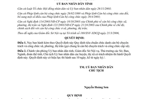 Quyết định 169/2006/QĐ-UBND tiêu chuẩn chức danh cán bộ công chức cấp xã Bình Dương